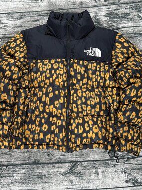 The North Face Nuptse 1996 Retro Puffer Jacket Womens M Leopard Print 700 Down